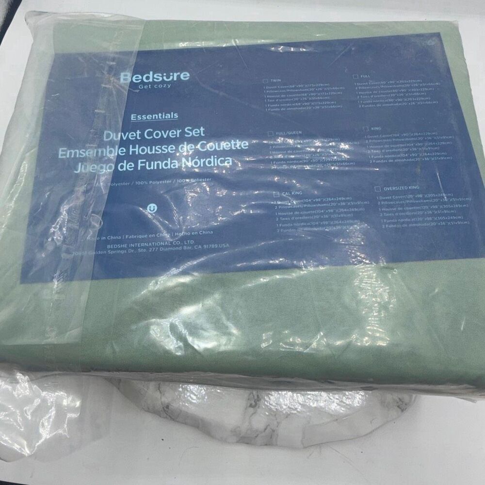 BEDSURE Olive Green King Ultra Soft Hypoallergenic Microfibr Duvet Cover Set-NEW - Picture 4 of 6